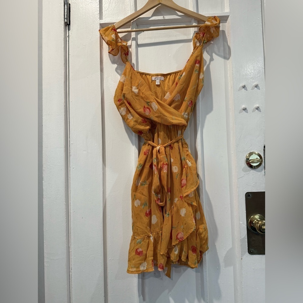 LC Lauren Conrad Yellow Floral Wrap Dress